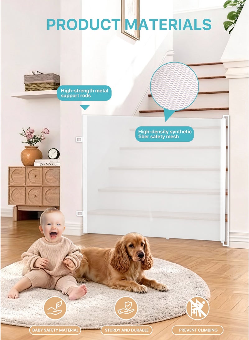 AL-WAHA AL-ZHABIA 2-Pack Extra Wide Retractable Safety Gates for Children and Pets | 60" W × 31" H | Indoor & Outdoor Use Baby Safety Gate, Child Gate, Pet Gate | Suitable for Doorways, Decks, Porches, Hallways, Patios – White - Image 2